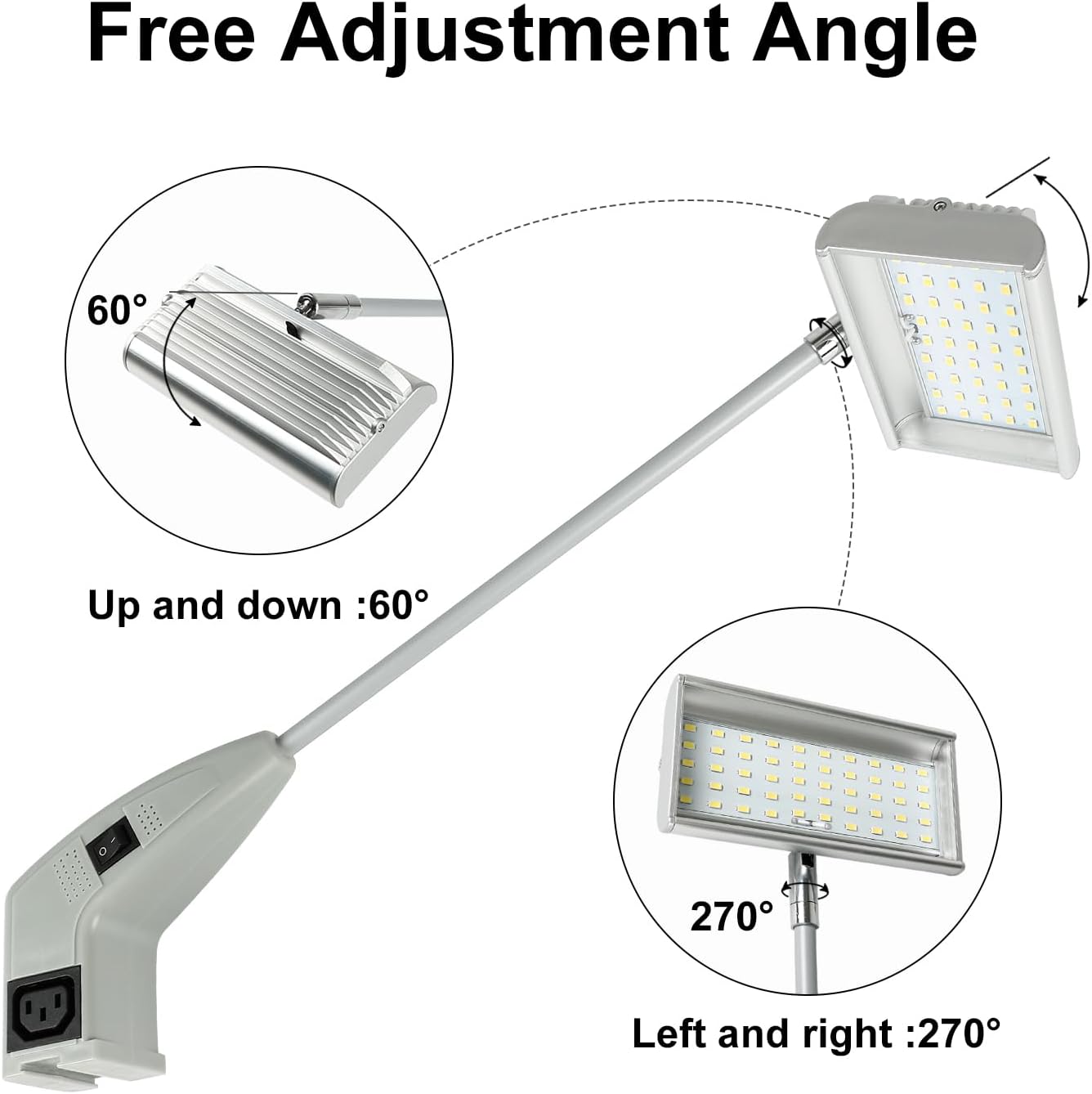 Trade Show Lights LED Display and Exhibit Arm Lighting, Connectable Tradeshow Lights Included Clamps, Mounting Brackets, Power Cables, Connect Cables (2pcs Grey)