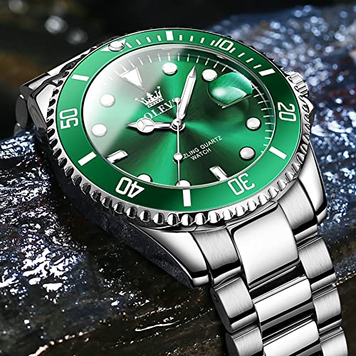 OLEVS Luxury Watches for Men Big Face Stainless Steel Business Dress Analog Quartz Watch with Day Waterproof Luminous Mens...