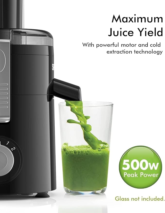 SIFENE Centrifugal Juicer Machine – Electric Juice Extractor for Home Use, Compact & Space-Saving, 2.5” Wide Feed Chute, 3-Speed Setting, Quiet Operation, Easy to Clean, BPA-Free, For Fruits & Vegetab