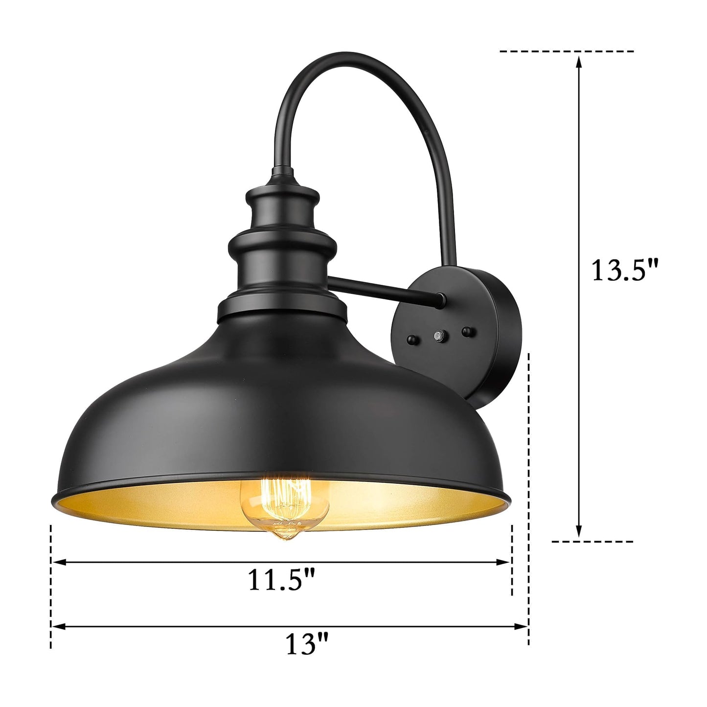 Bestshared Dusk to Dawn Sensor Barn Light, 11.5 Inch Gooseneck, Black, 4 Pack