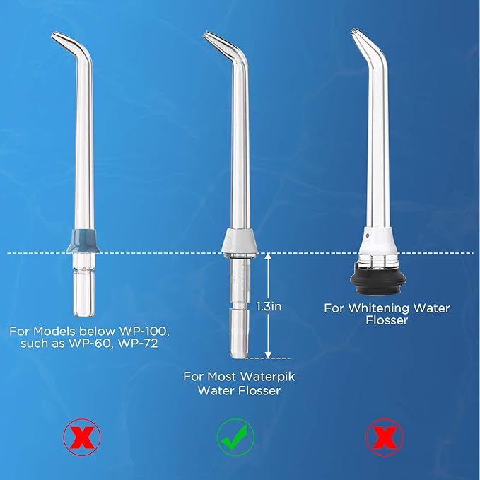 Replacement Tips for Waterpik Water Flosser (2 Classic Jet Tips + 2 Orthodontic Tips + 2 Plaque Chaser Tips+ Storage Case Combo)