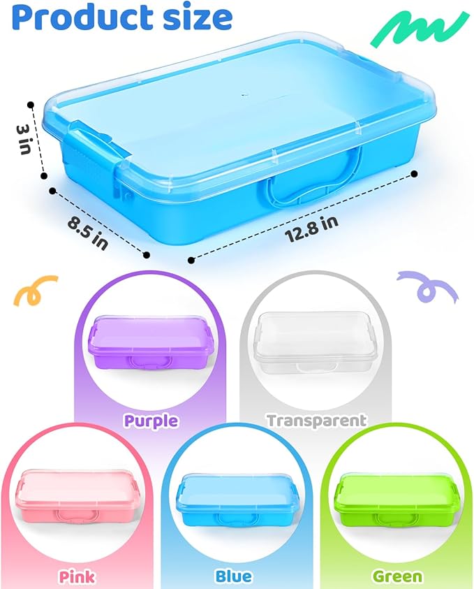 2 Pcs Sand Tray Sensory Bin with Lid and Handle, Portable Sensory Sandbox Container for Kids, Plastic Activity Tray for Toddlers (Purple)