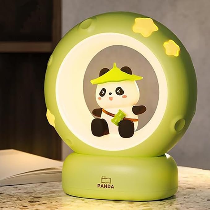 Cloud and Bunny Rechargeable Night Light, Safe Soft Silicone Material, 3 Brightness Levels, Tap Control, Warm Light, Toddler Sleeping Lamp, Bedroom Night Lamp, Gift for Baby and Kid (Moon and Panda)