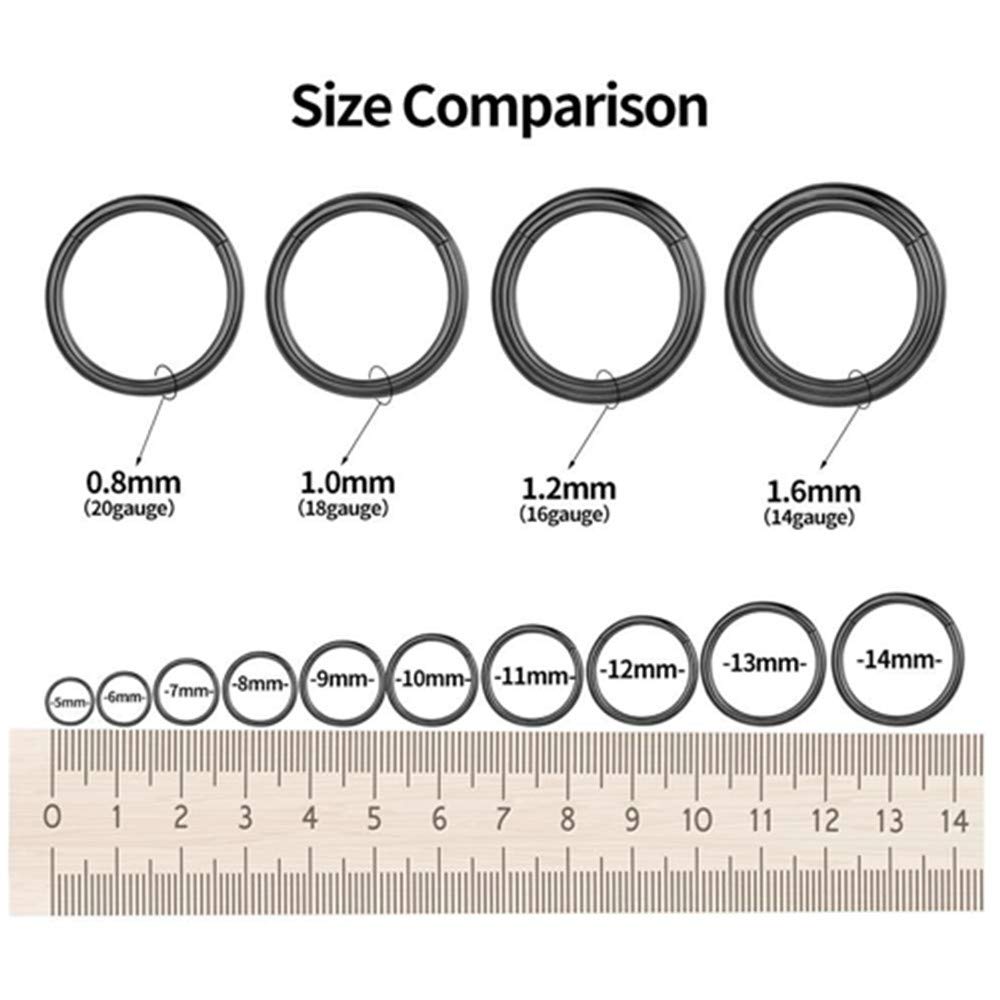 2pcs Pair 11mm Septum Ring Black Nose Rings Hoop 14 Gauge Nose Hoop Helix Daith Tragus Hinged Segment Septum Clicker Lip Rings 3