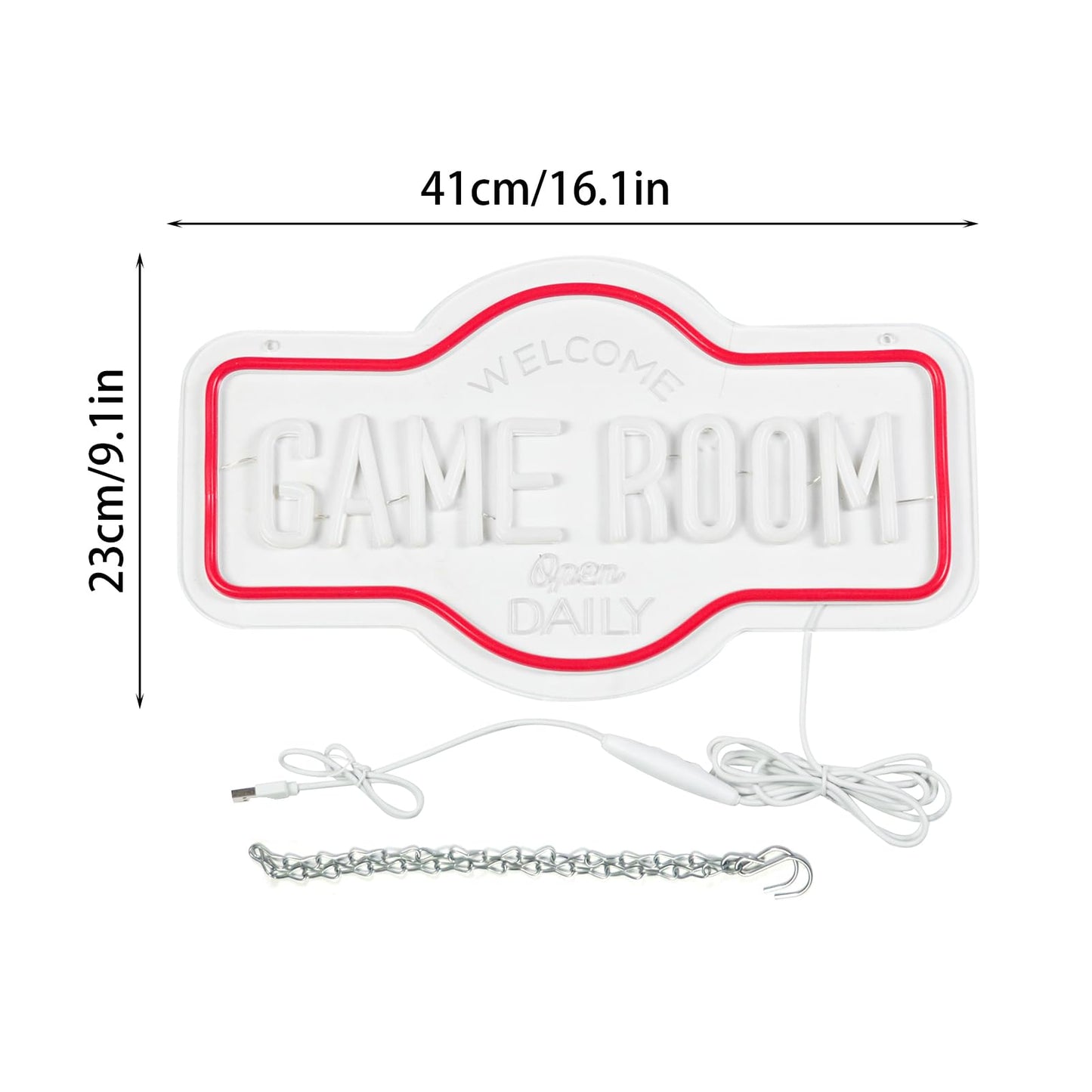 Wittyrhe Game Room Neon Sign  Welcome Game Room Open Daily Neon Lights Wall Decor For Internet Cafe  Gaming Room  Man Cave  Bedroom Gift Art For Boys Girls-16.93 X 9.92 In-Usb Powered-Acrylic