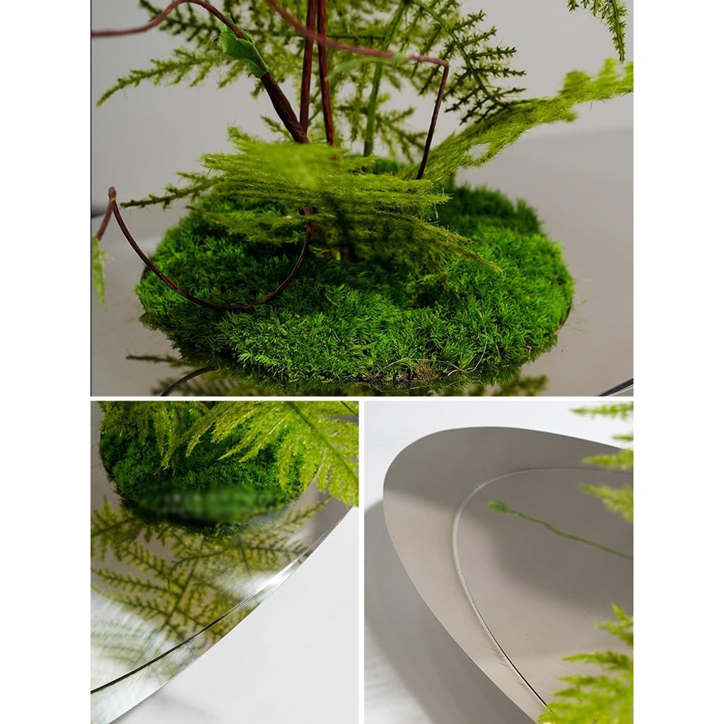 Bonsai Tree Pot for Fake Tree Light Luxury Hotel Living Room Table Floral Arrangement Stainless Steel Decoration Simulated Floral Arrangement for Office Living Room Greenery Decor