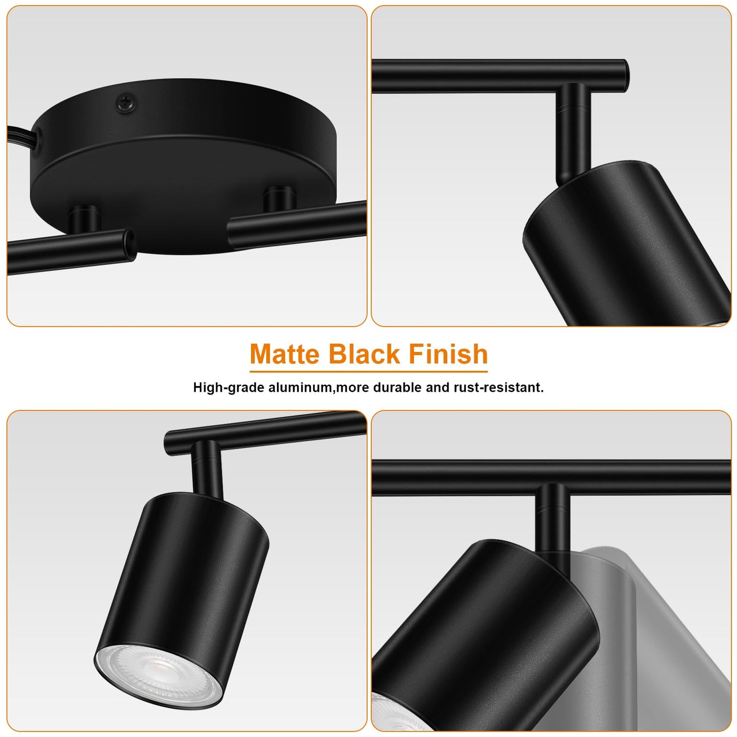 Plug In Track Lighting  Led Track Lighting Fixtures Ceiling  Black 4-Light Kitchen Light Kit  Plug In Wall Light With 14.8Ft Power Cord  Rotatable Ceiling Spotlight For Bedroom(Gu10 Socket  No Bulb)