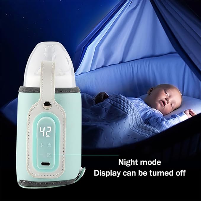 Baby Bottle Keep Warmer,Portable Travel Mug Milk Heater Thermostatic Bottle Cover Milk Bottle Heating Warmer Multifunction Thermostatic Bottle Sleeve with Tpye-E Cable for Coffee Tea,Blue