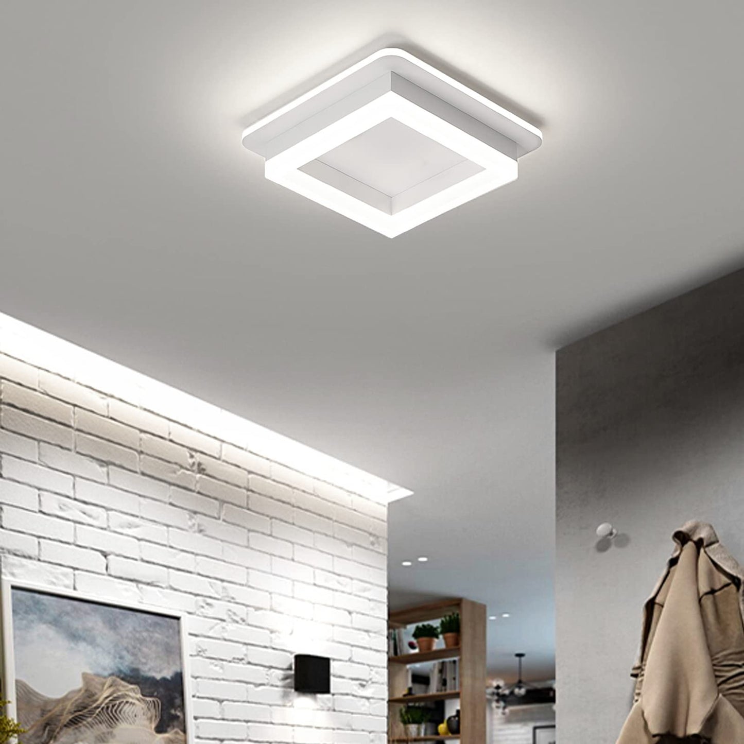 CANEOE Square Flush Mount Ceiling Light 6000K LED Aluminum 2 Packs White Model GD-2CFXBK-C-US-2P