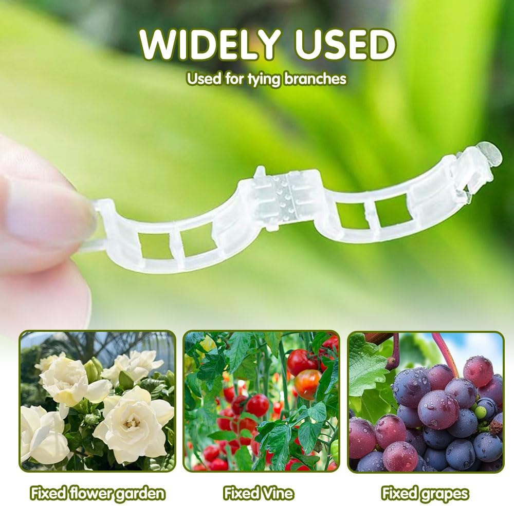 Plant Fixing Clip, Tomato Clips for String Trellis, Plant Wall Clips for Climbing Plants, Plant Wall Clips for Climbing Plants, Fixing Stem and Vine, Plastic Trellis Clips (White-100pcs)