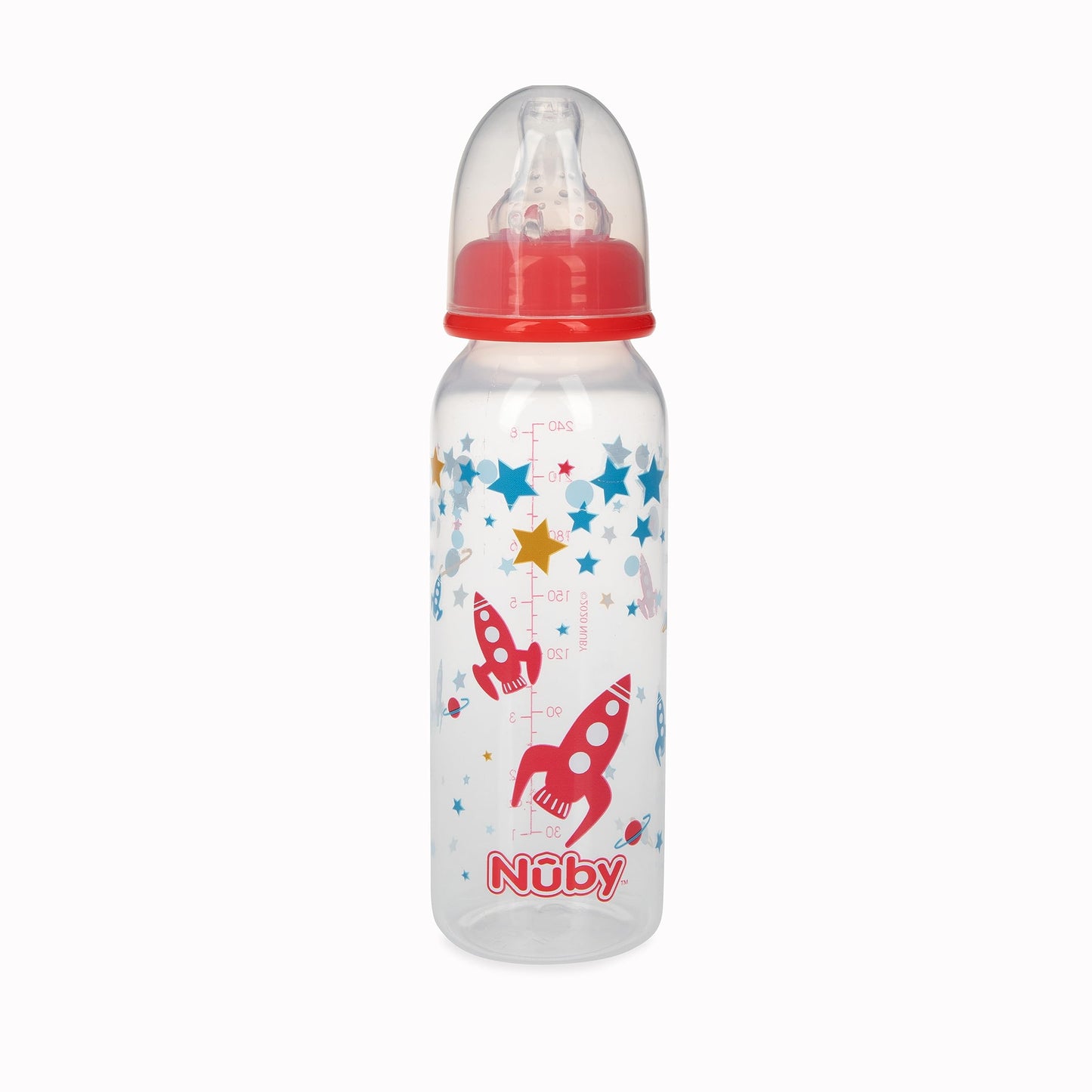 Nuby Printed Non-Drip Bottle, 1 Pack of 1 Bottle, 8 Ounce, Colors May Vary
