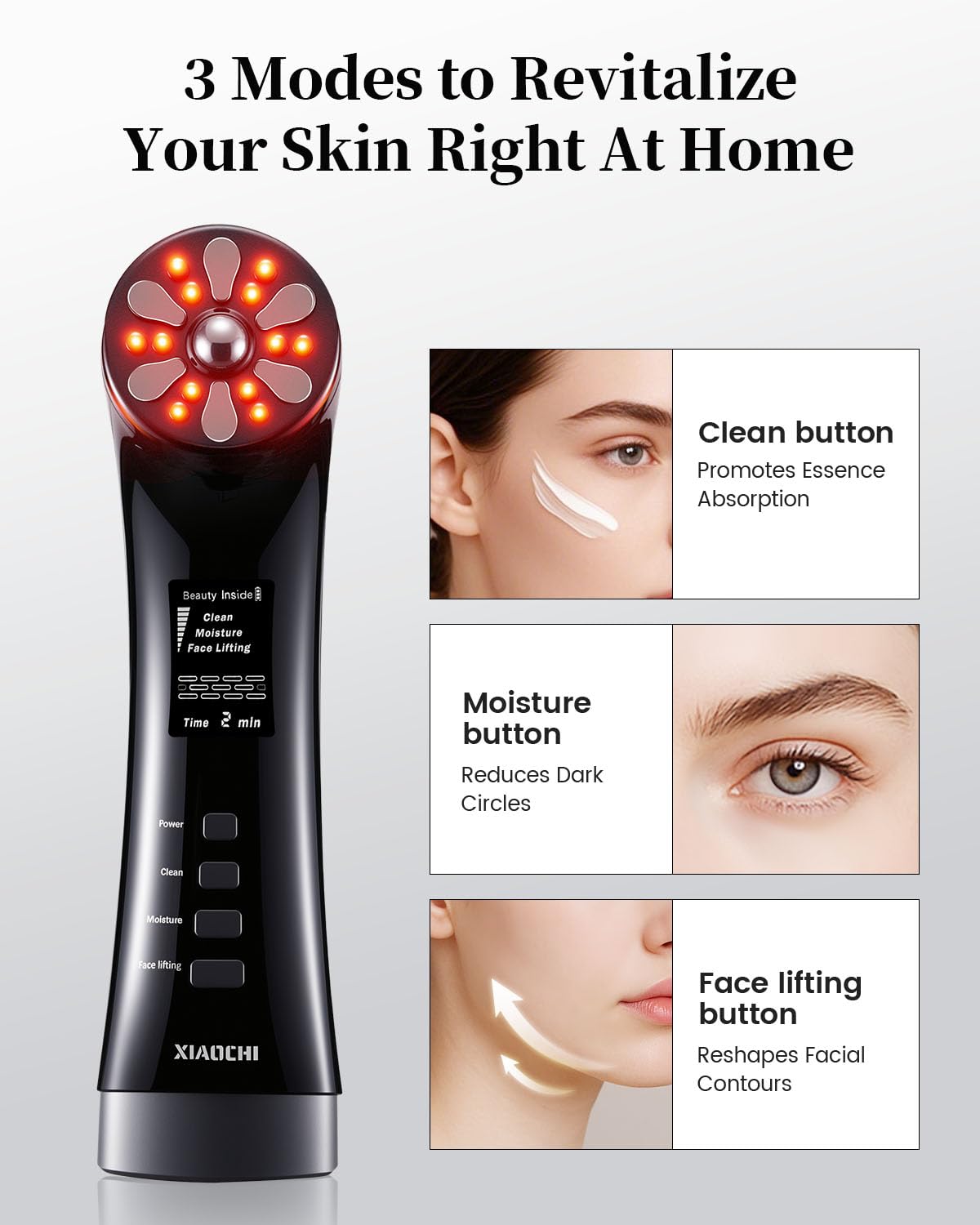 XIAOCHI 4-in-1 Facial Massager for Face & Neck - Skin Rejuvenation, Lifting & Tightening - Reduces Wrinkles & Puffiness, Enhance
