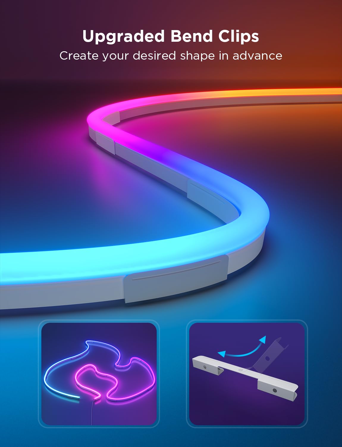 Govee RGBIC Neon Rope Light, 32.8ft, Smart LED with Matter, Alexa, Google Assistant, White, Model H61D6
