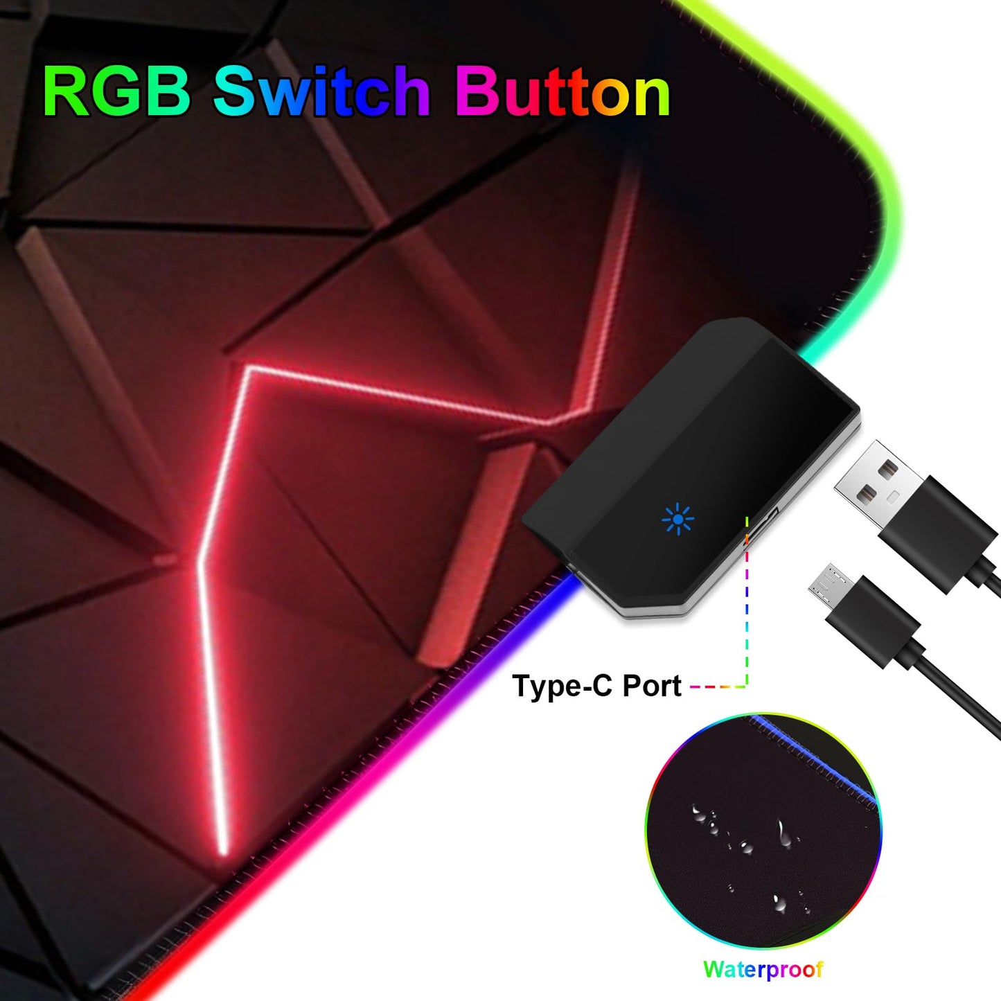 RGB Mouse Pad Desk Pad, Large Gaming Mousepad with LED Light 13 Light Modes Touch Control Extended Soft Computer Keyboard Mat Pad, Desk Mat with Non-Slip Rubber Base for MacBook & Laptop(31.5X11.8)