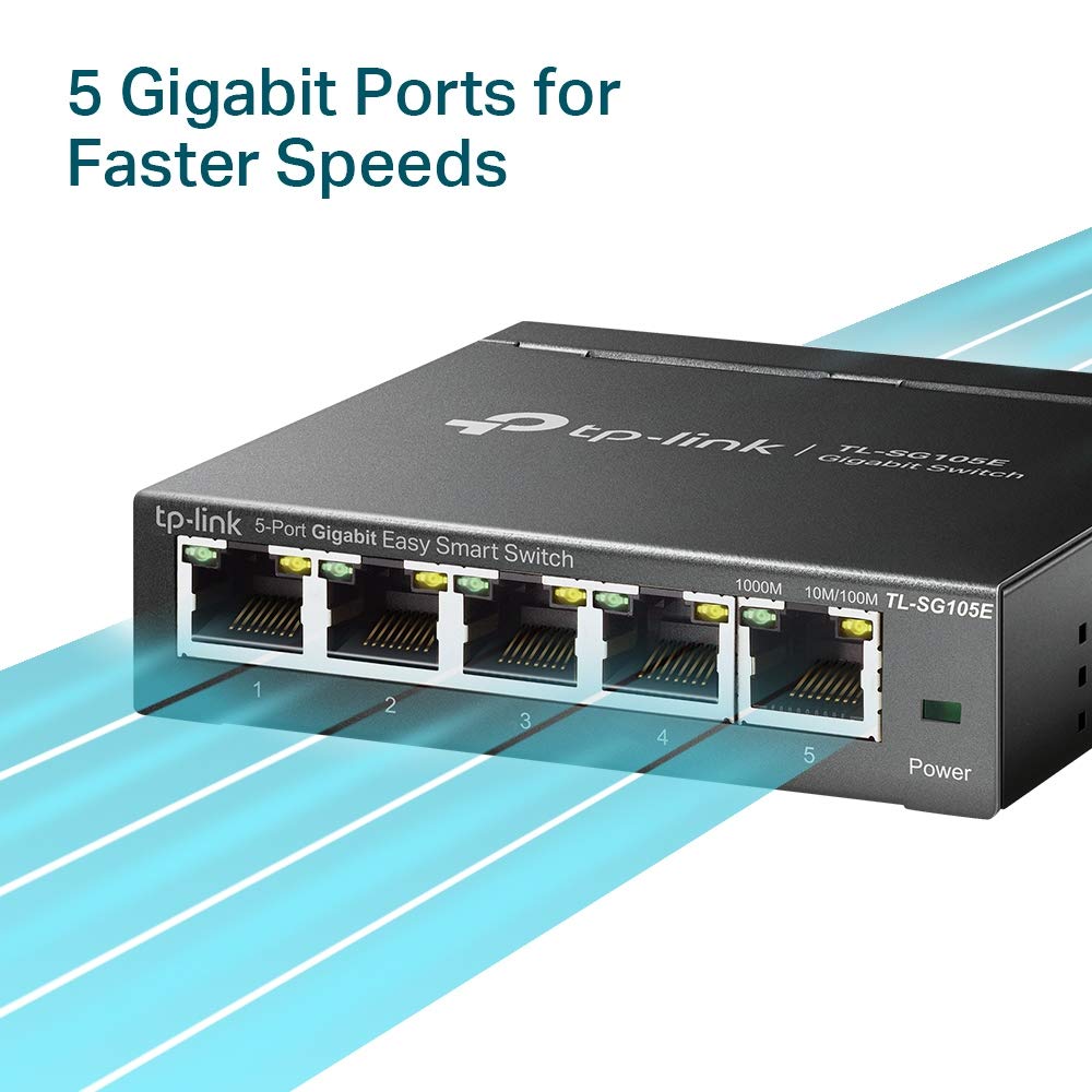Tp-Link 5-Port Gigabit Ethernet Easy Smart Switch| Plug And Play | Desktop | Sturdy Metal W/Shielded Ports | Limited Lifetime Re
