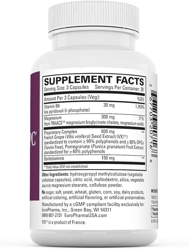 Terry Naturally Clinical OPC Heart - Heart Health Supplement with Magnesium, Vitamin B6, Grape Seed Extract - Dietary Supplement for Artery Health & Circulation - 60 Capsules