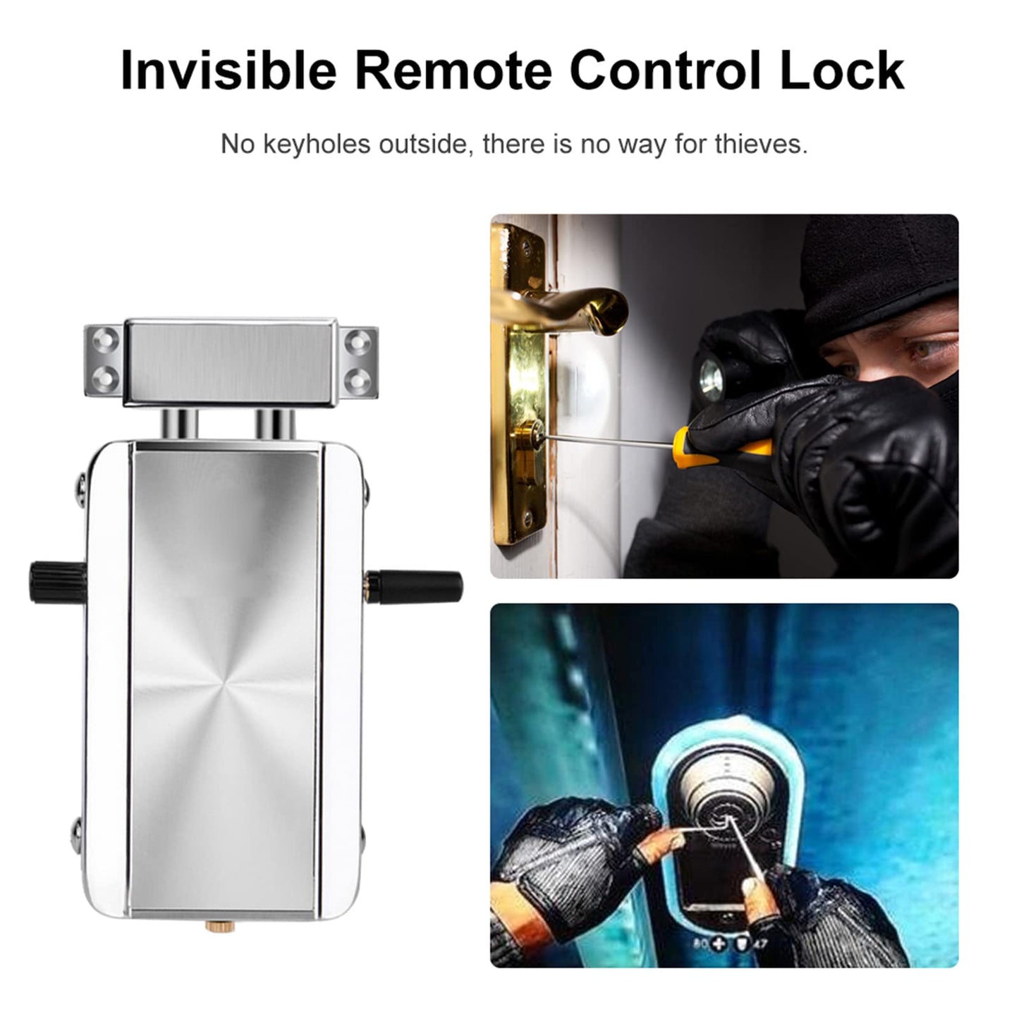 Splenssy Electronic Intelligent Home Door Lock Kit, Smart Wireless Anti-Theft Home Security Keyless Deadbolt Access Control System with 4pcs Remote Control