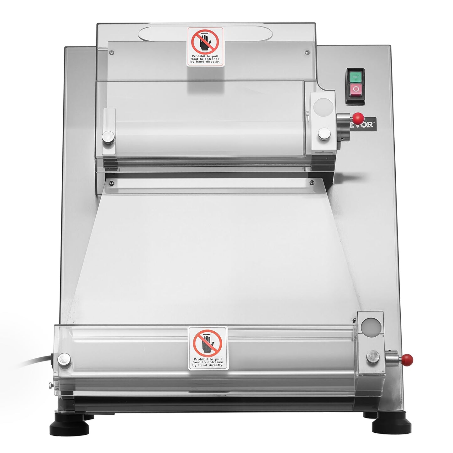 VEVOR Pizza Dough Roller Sheeter, 3-16 Inch Semi-automatic Stainless Steel Pizza Press, Commercial Electric 390W Pasta Maker Machine, 260 pcs Per Hour, Adjustable Thickness, with Dough Press Lid