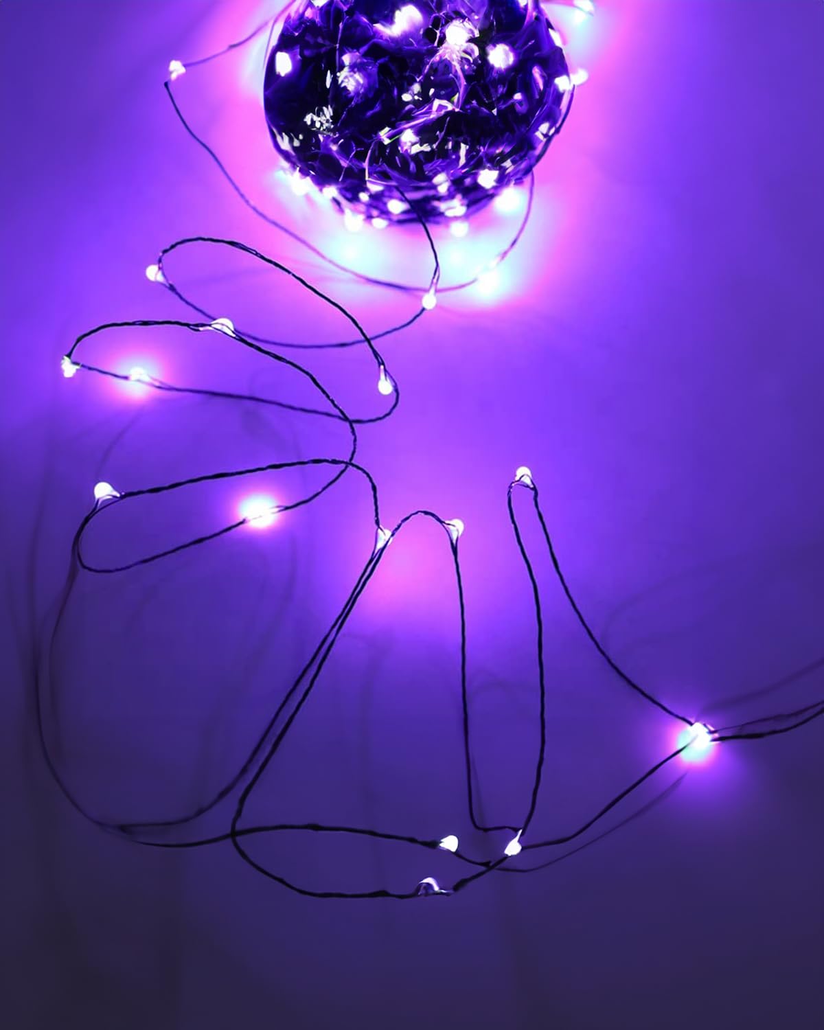 Twinkle Star Outdoor Solar String Lights, 39.4 FT, 120 LED, 8 Modes, Waterproof, Purple, 2 Pack