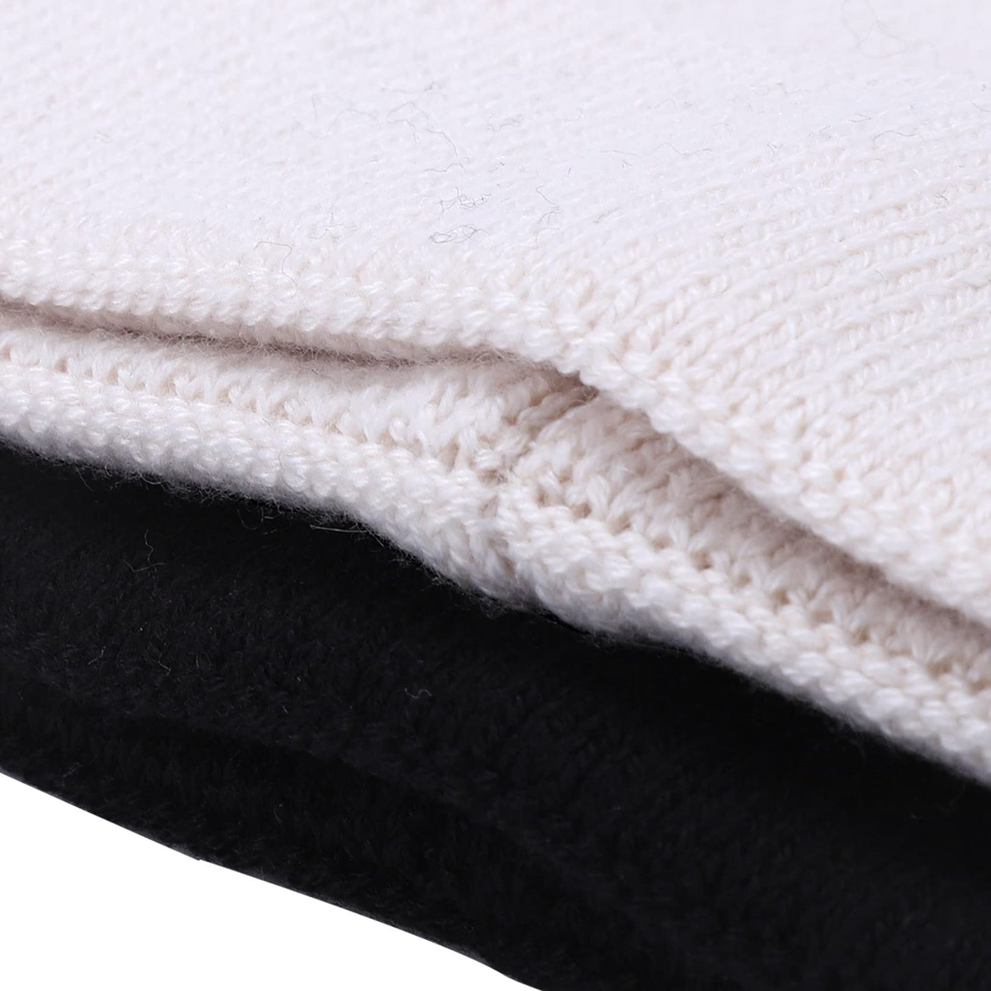 LUCKYBUNNY Cat Ear Beanie for Women Girls, Autumn Winter Knit Cuff Beanie Hip Hop Beanie Hat Cat Crochet Ski Cap White
