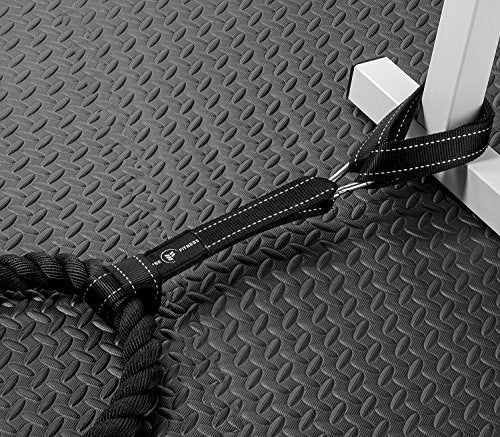 Battle Rope Anchor Strap Kit | Heavy Duty Reinforced Nylon | Easy and Fast Setup | Stops Rope Damage | Stainless Steel Car...