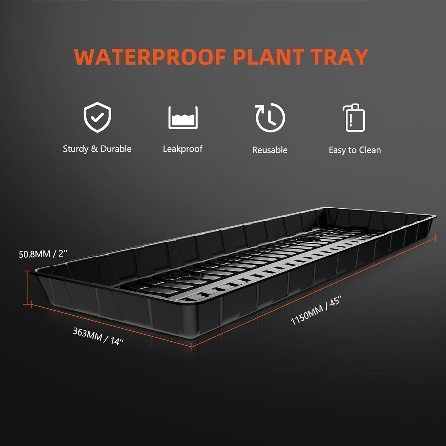 Spider Farmer Plant Stand 3 Tier Heavy-Duty Metal SF600 Plant Shelf With Waterproof Trays and Lockable Wheels For Flower Pot Display Easy Assembly Rack Black Indoor Outdoor 46Lx15Dx70H