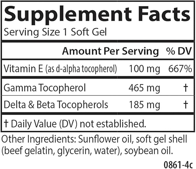 Carlson - Gamma E-Gems, 465 mg, Gamma Tocopherol, Vitamin E Tocopherol, Optimal Wellness, 120 Softgels