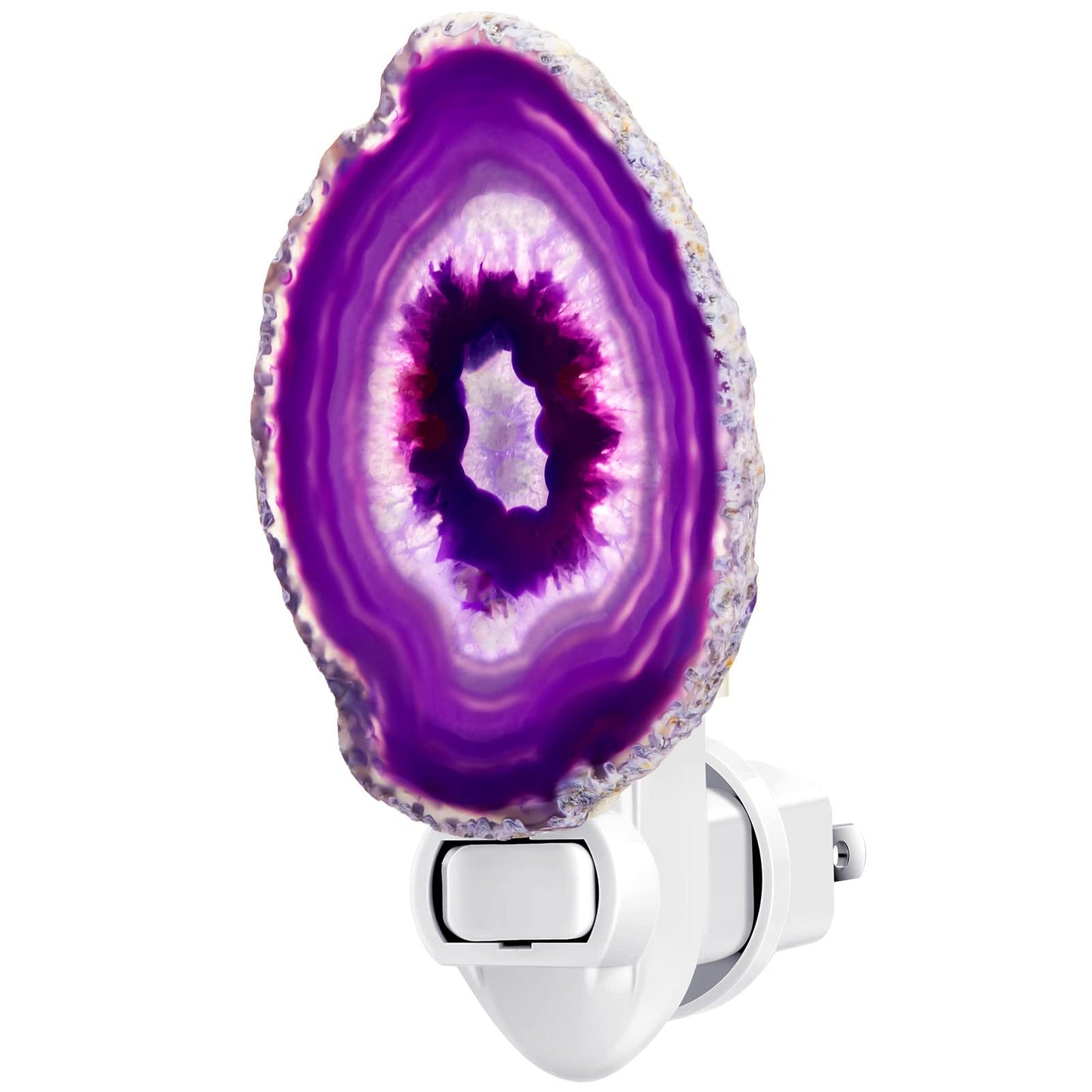 Agate Night Light Agate Slice Light Crystal Nightlight Plug Into Wall With Switch Home Decor Hallway Lights  Nightlight For Toilet Kitchen Bedroom (Purple)