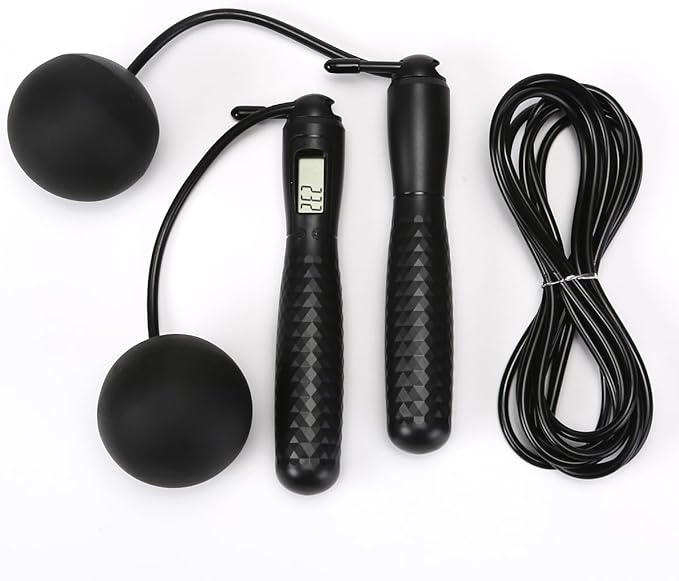 Cordless Jump Rope with Counter - Ropeless Jump Rope 2 In 1 with Large Cordless Ball-Weighted Jump Rope for Women with LCD...
