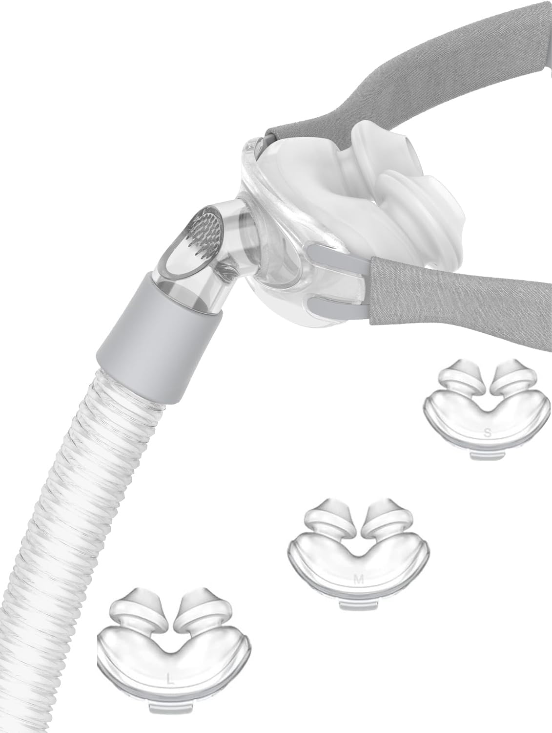 NQIAO Nasal Pillow - Universal Nasal Mask Nose Pillows System Assembly - Includes Small, Medium, and Large Nose Adapter Nasal Pillows