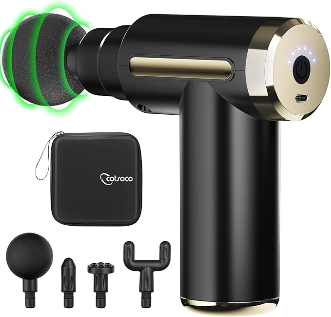 Mini Massage Gun Deep Tissue Muscle Massager with 6 Speeds & 4 Massage Heads, Super Quiet Handheld Percussion Massager for...