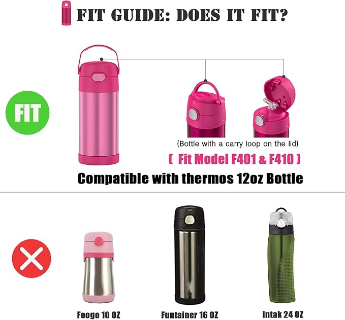 Greant 6 PCS Replacement Straws compatible with Thermos 12oz (Model F401 & F410), Replacement Part compatible with Thermos 12 oz Bottles