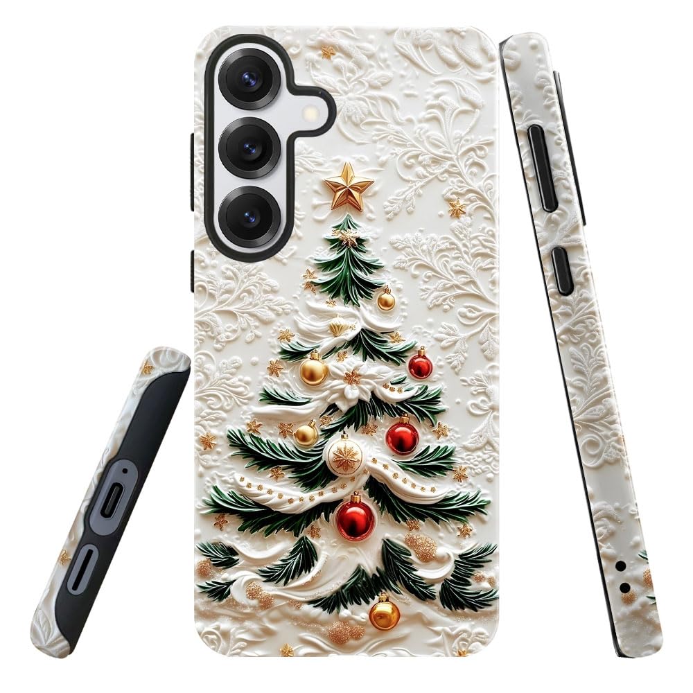 DAIZAG Case for Samsung Galaxy S25,Military-Grade Protection Cover,Christmas Tree Snowflake Pattern(Glossy)