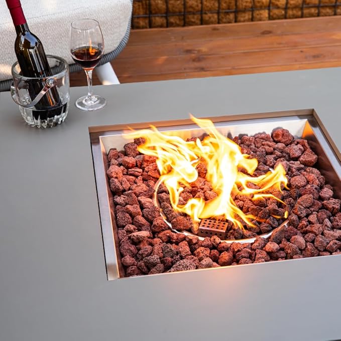 Ashton 36” Propane Fire Pit Smokeless Firepit Outdoor Gas Fire Pit for Outside Patio Firepit Table Includes Rain Cover Converter Kit Lava Rocks Lid CSA Certified