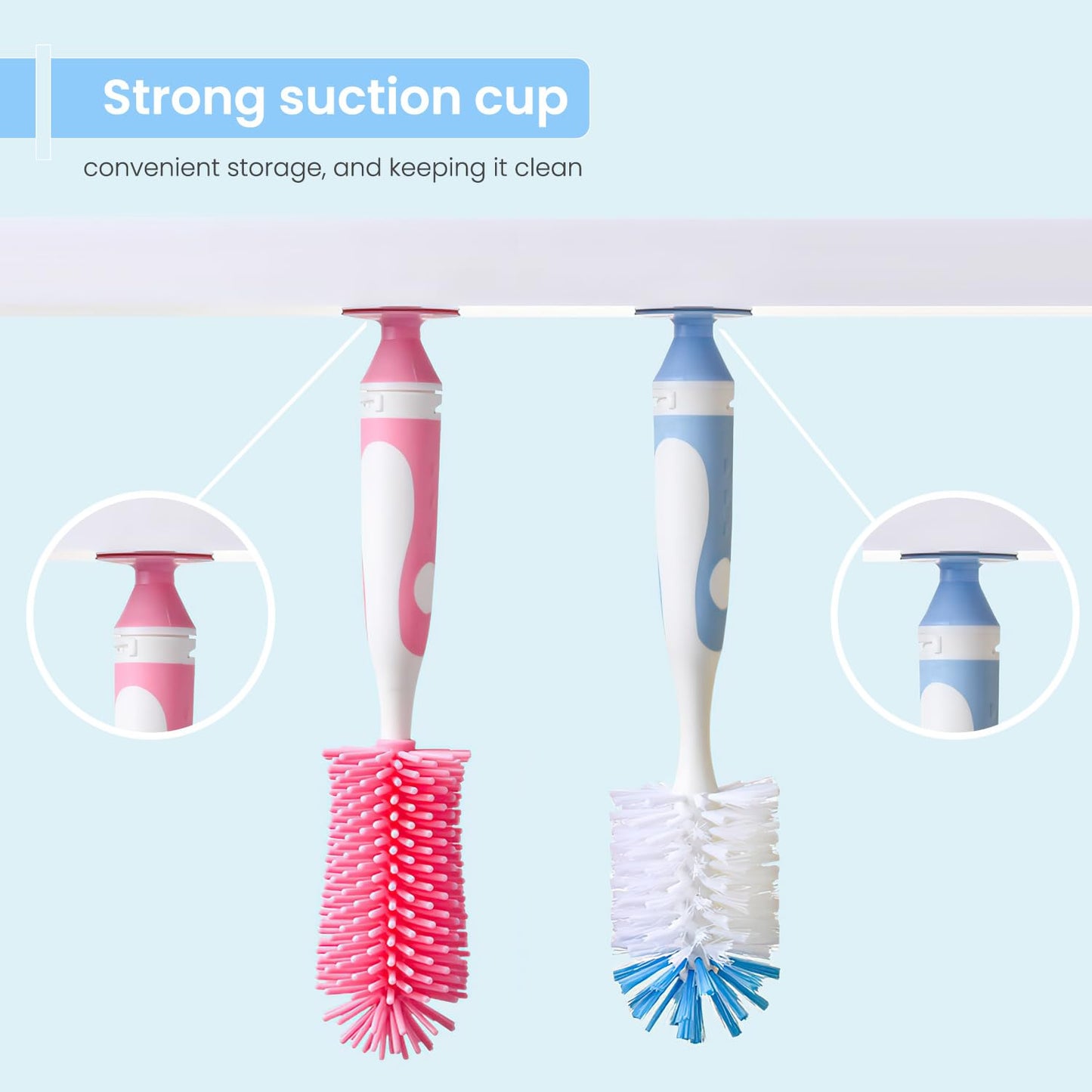 Ariseno Baby Bottle Brush Set - Nylon & Silicone Bottle & Nipple Brush, BPA-Free (Yellow)