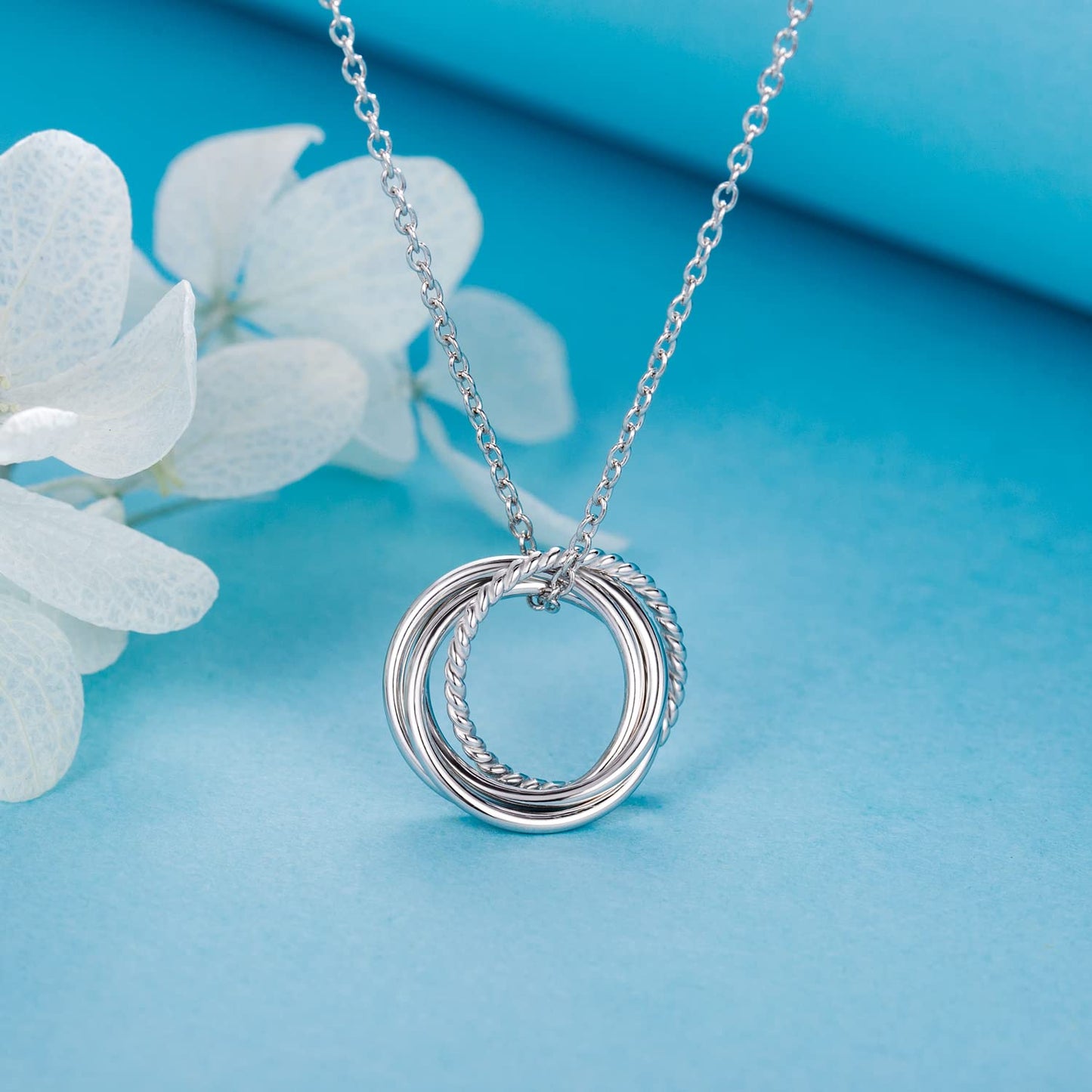 Annamate 40th Birthday Gifts for Women, 925 Sterling Silver Infinity 4 Circle Four Decades Necklace, Mom Gifts, Mothers Day Jewe