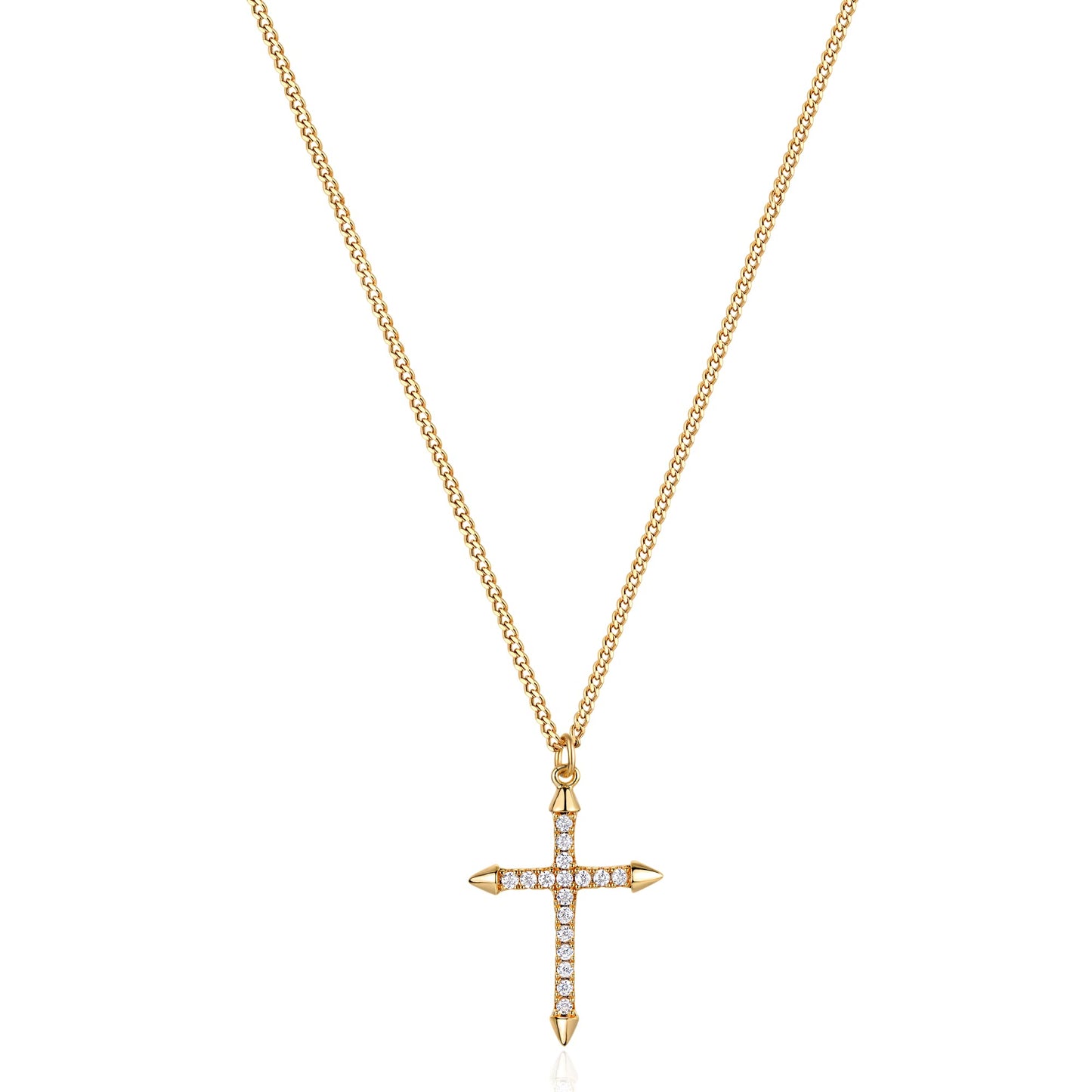 14K Gold Plated Cross Necklace, Cross Faith Arrow Pendant Dainty Chain Simple Tiny Zircon Jewelry Gift for Women