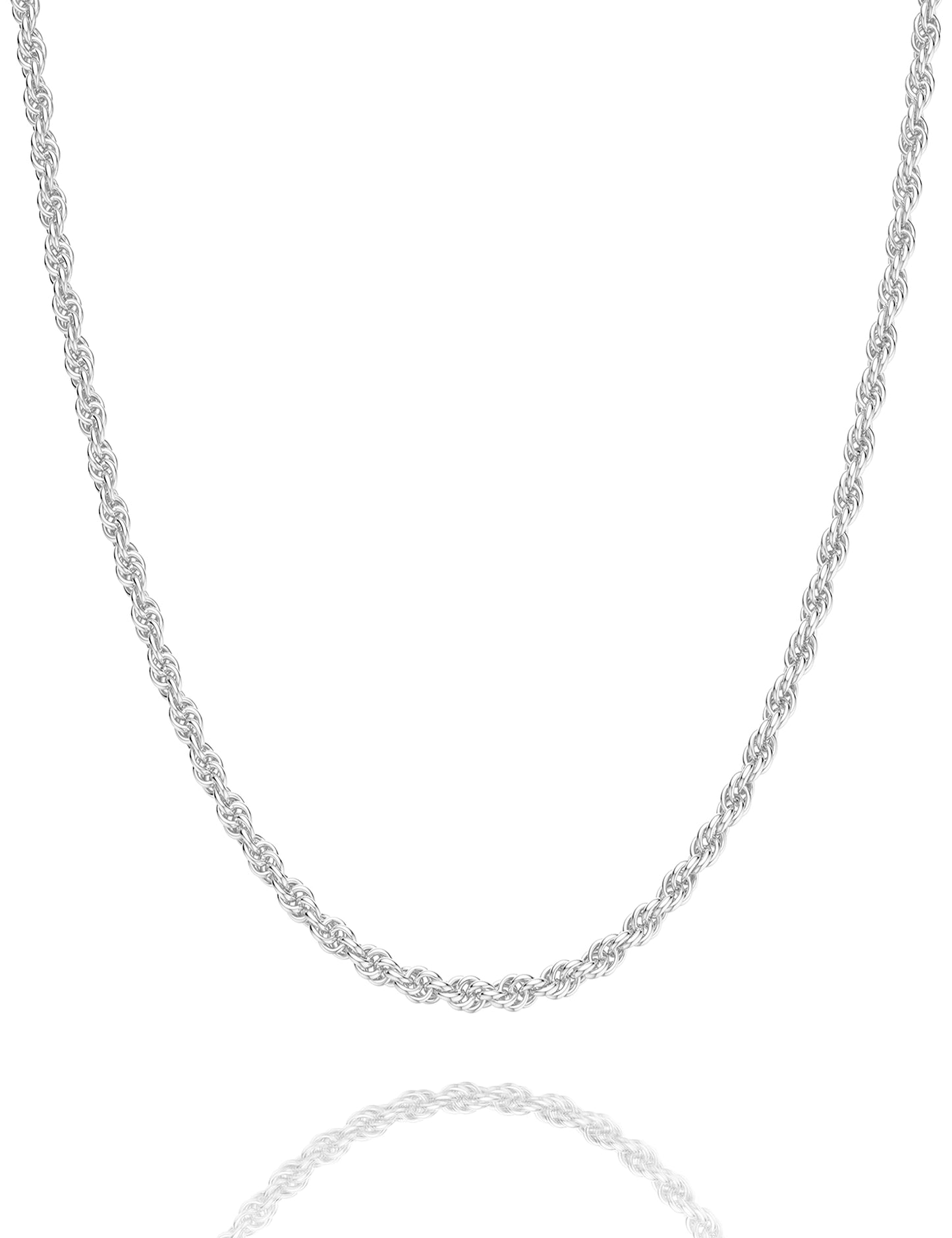 Waitsoul 925 Sterling Silver Rope Chain Lobster Clasp 2mm Silver Chain for Men Women Silver Necklace Chain 20 Inch