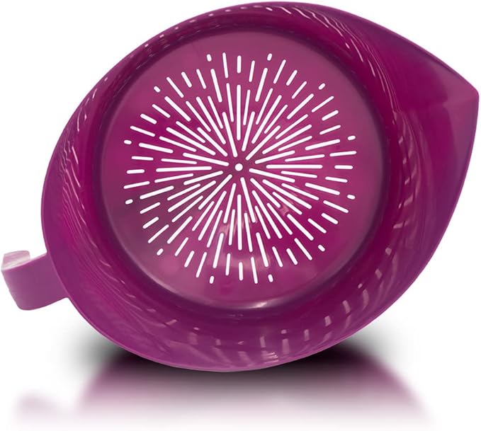 Colander Grease Strainer With Handle And Container, Catch Bowl With Lid 3 Piece Strain Set | Strains Ground Beef, Bacon & Pasta | Safe Kitchen Gadget BPA Free | Made In The USA (Purple)