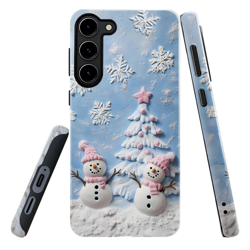 DAIZAG Case for Samsung Galaxy S23 Plus,Military-Grade Protection Cover,Cute Snowman Flower Christmas Tree(Glossy)