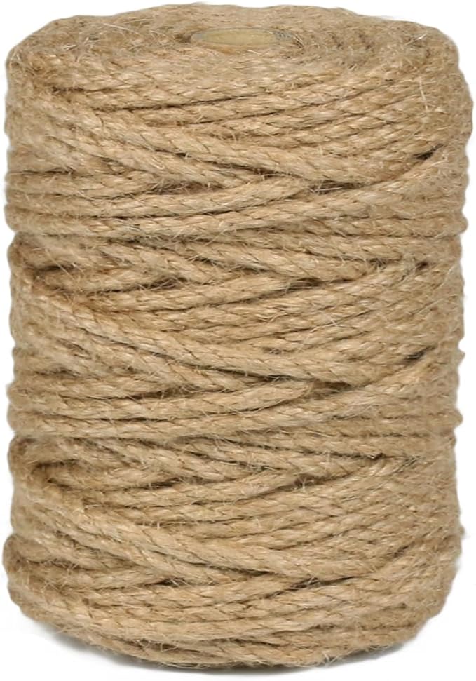 PerkDecor 5MM x 150FT Jute Rope 16Ply Heavy Duty and Thick Twisted Rope for Crafts Gardening Cat Scratcher Scratching Post...