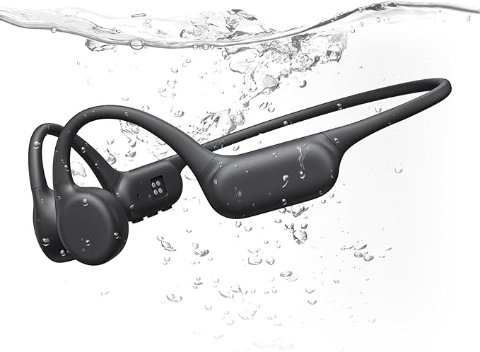 PSIER Bone Conduction Headphones IPX8 Waterproof Swimming Headphones Open Ear Headphones with MP3 Mode 32GB Memory Up to 8...