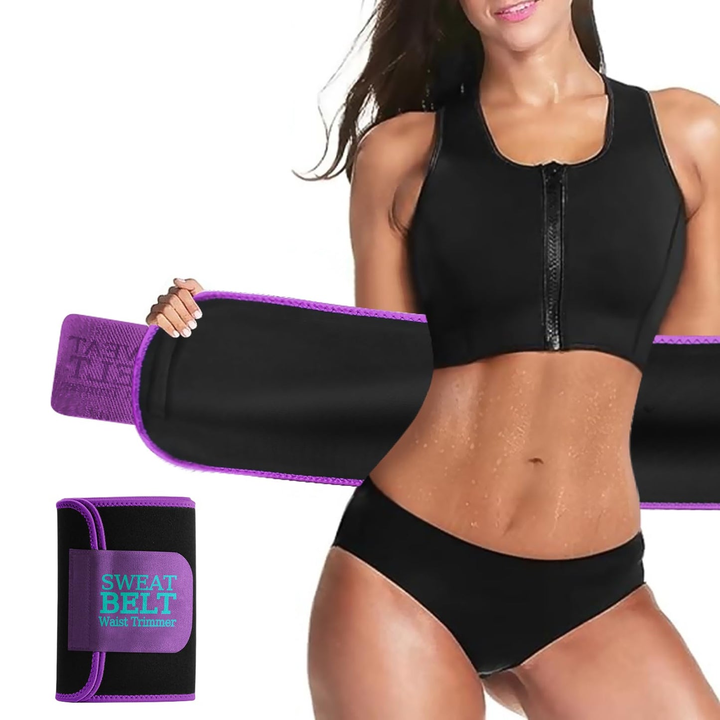 AMZBOSS Waist Trainer for Women Lower Belly Fat, Waist Sweat Band for Women, Belly Band Sweat Belt, Body Shaper, Stomach Wrap (Purple,X-Large)