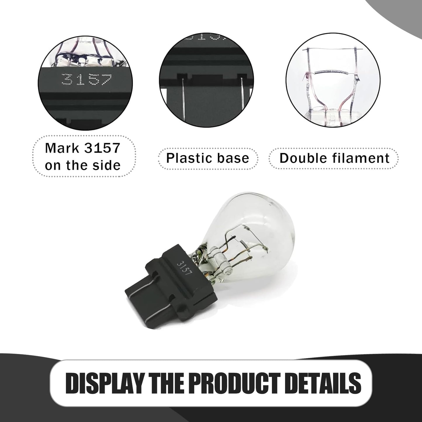 Tesnaao 10 Pack Car Instrument Light Bulb  3157 Brake Light Bulb  12V 21/5W Automobile Lighting Replacement Accessory  Universal For Most Cars  Trucks And Vans (White)