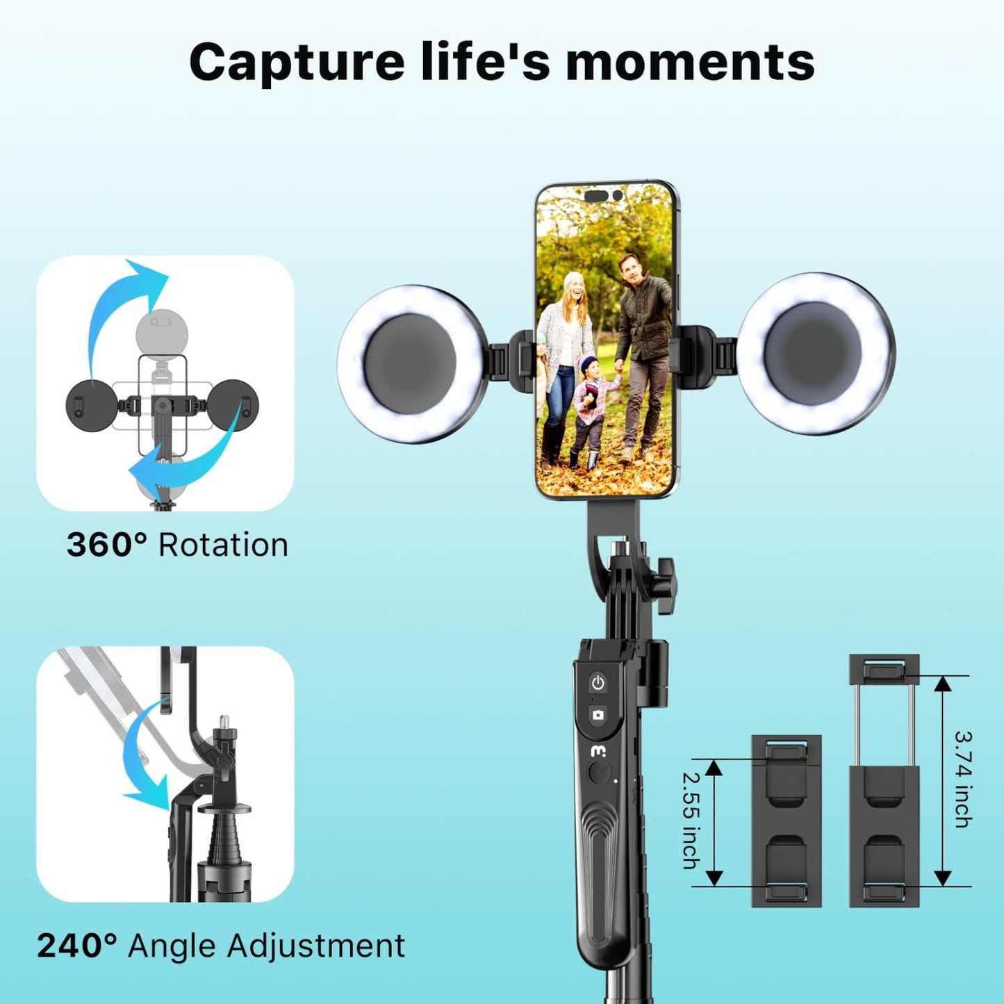 M Mybat Pro 72 Auto Face Tracking Tripod,All In 1 Tall Travel Tripod Stand W 1/4 Screw,Phone Holder W Remote,Selfie Stick W Ligh