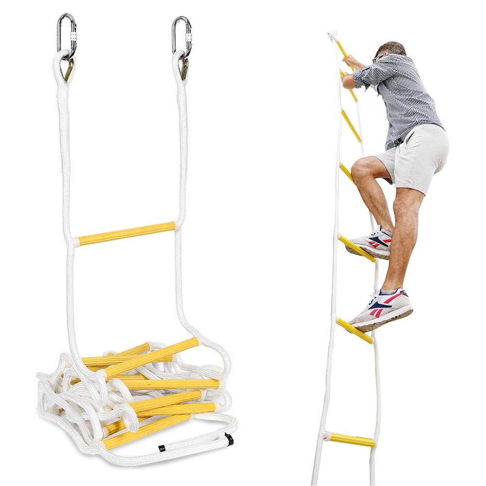 ISOP Emergency Fire Escape Ladder 3 Story Homes | 25 ft Emergency Escape Rope Ladder | Fast to Deploy & Easy to Use | Light, Compact & Easy to Store - Weight Capacity up to 2000 Pounds (25ft)