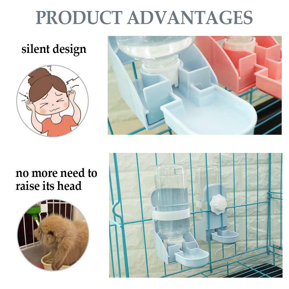 kathson Rabbit Water Bottle, 17oz Hanging Water Fountain Automatic Dispenser No Leak WaterFeeder for Bunny Chinchilla Guinea Pig Hedgehog Ferret