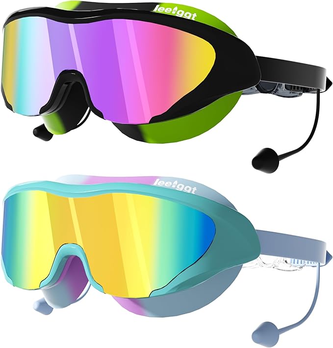 LEEIGGT Swim Goggles, Swimming Goggles of Professional Anti Fog No Leaking UV Protection Wide View for Women Men Youth Kids