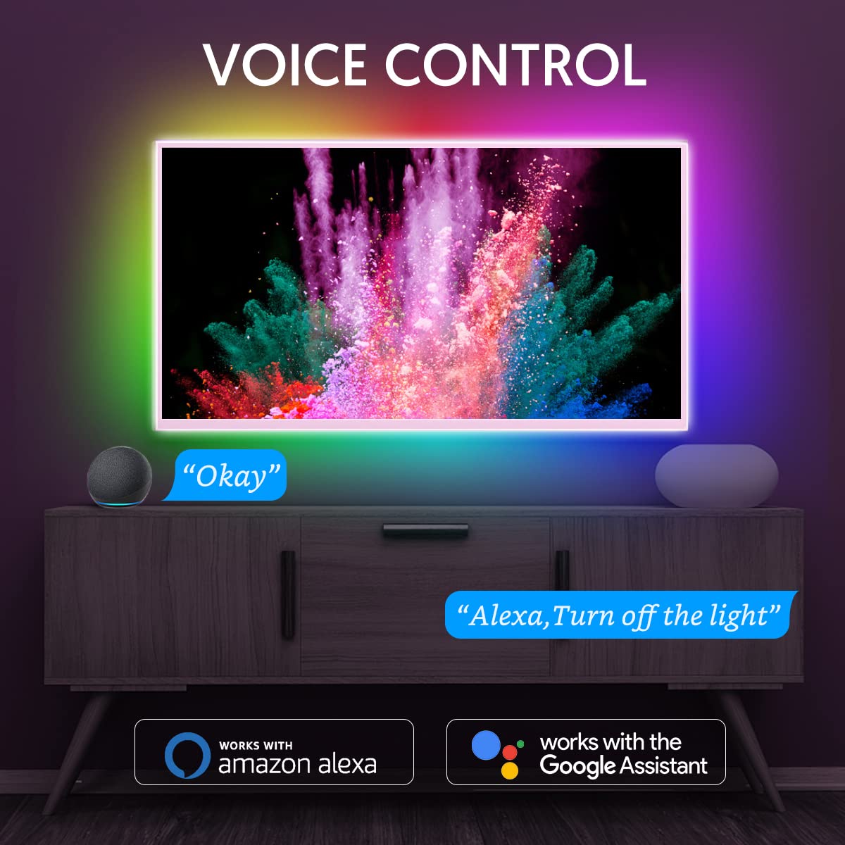 Avatar Controls Smart Tv Led Backlights, 9.8Ft Wifi Rgb Strip Lights, Alexa & Google Assistant Compatible, For 46-60 Inch Tvs