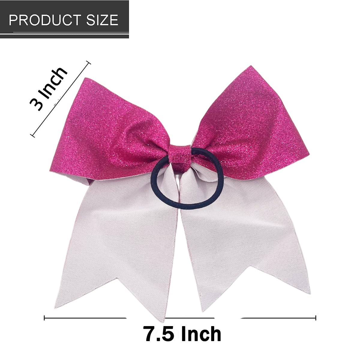 16 PCS Large Glitter Cheer Hair Bows, Shiny Cheerleading Bows Ponytail Holder for Cheerleader Girls Softball Sports and Christma